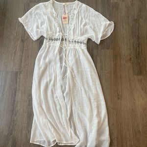 Entro Lace White Beach Cover Up Maxi Dress